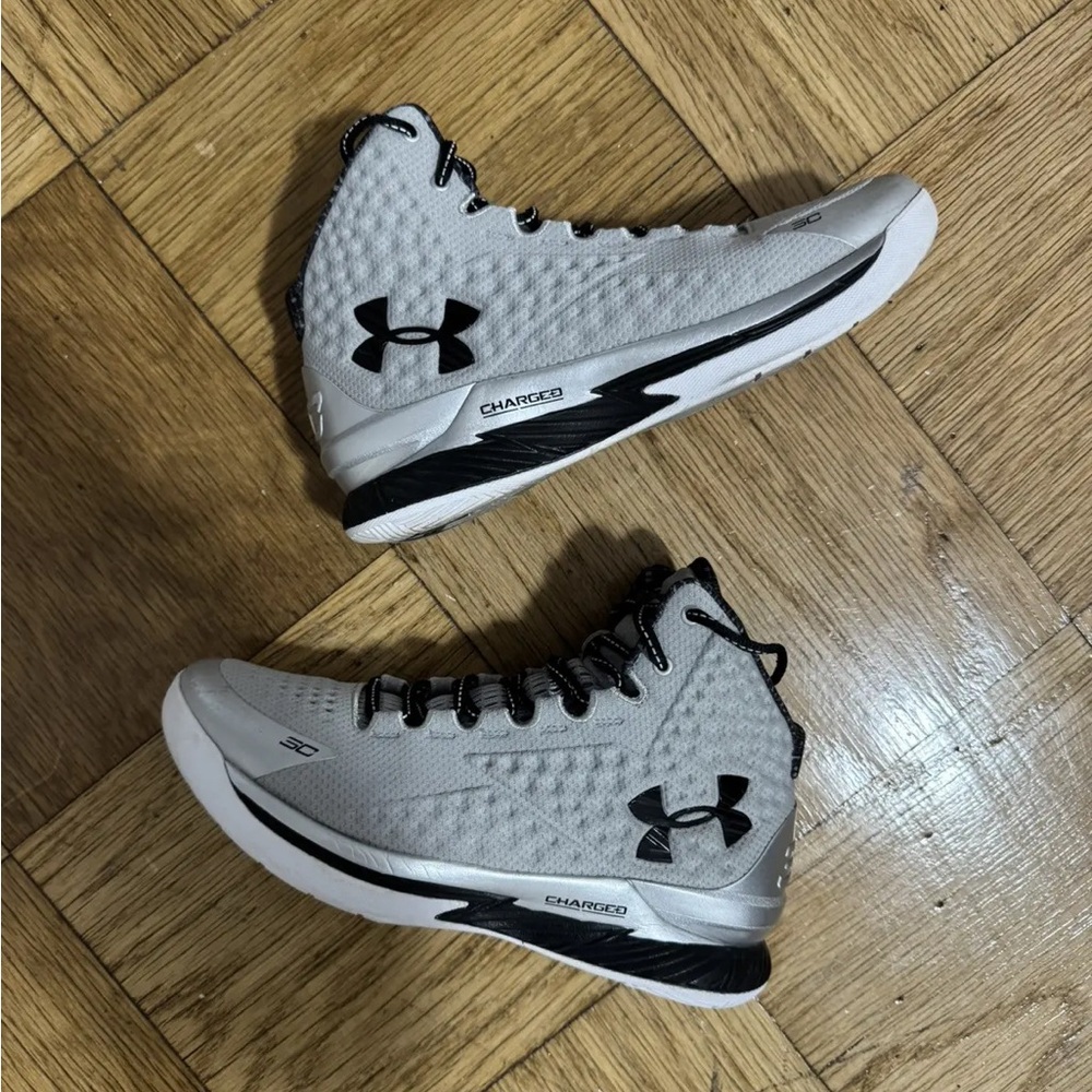 Under Armour Silver and Black High-Top Sneakers